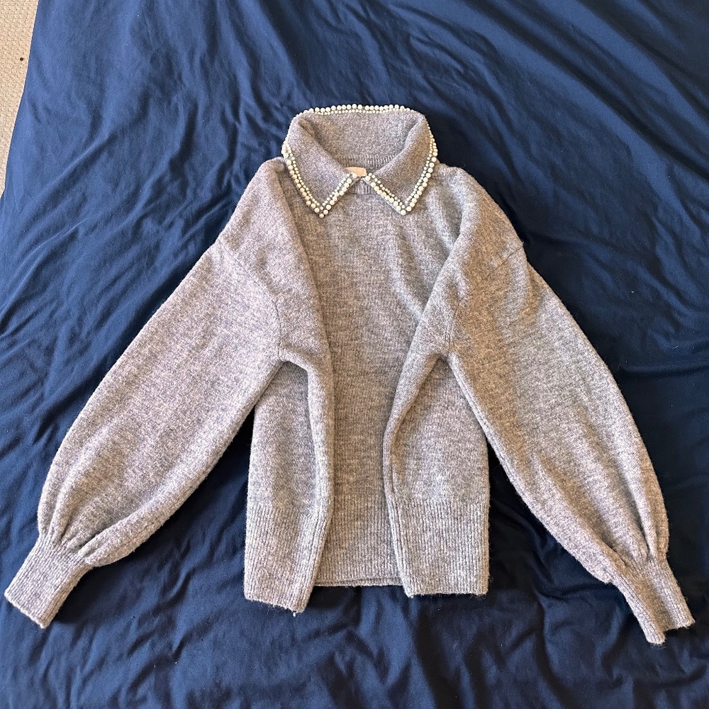 Beaded Collar Sweater